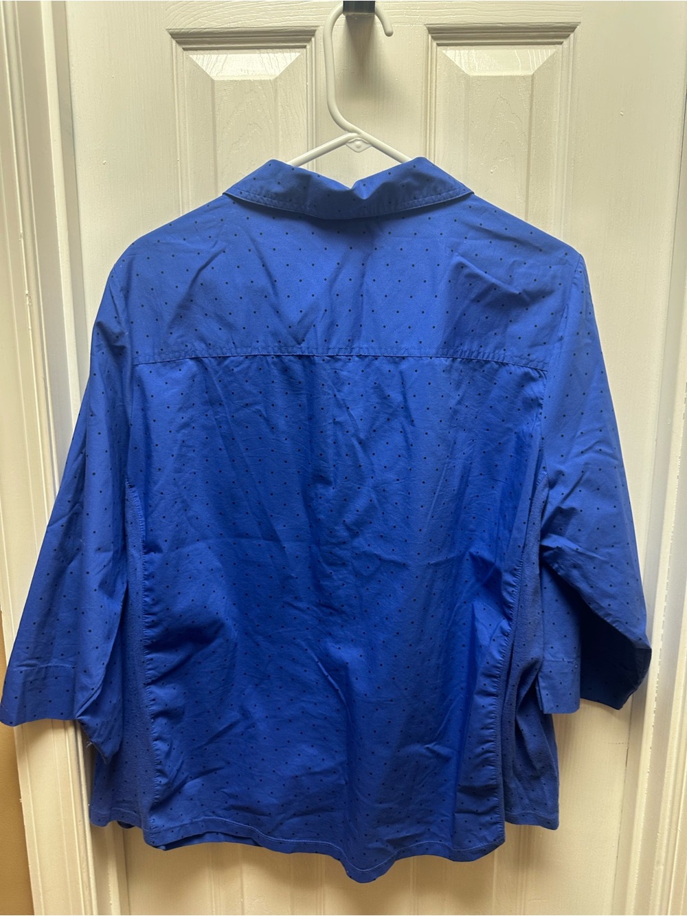Rebecca Malone Men's Cobalt Blue Button-Down Shirt with Subtle Dot Pattern - Picture 4 of 5